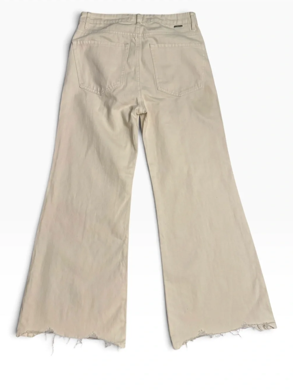 Tractr Size 25 White Wide Leg Jeans Raw Distressed Frayed Hem High Rise